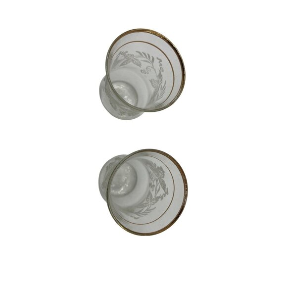 Bartlett Collins Juice Glasses Frosted Grapevine Gold Trim Set of 2 Vintage - Picture 4 of 5